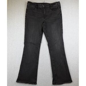 American Eagle Outfitters Womens Jeans Black Flare Bootcut Size 18 Long Distress